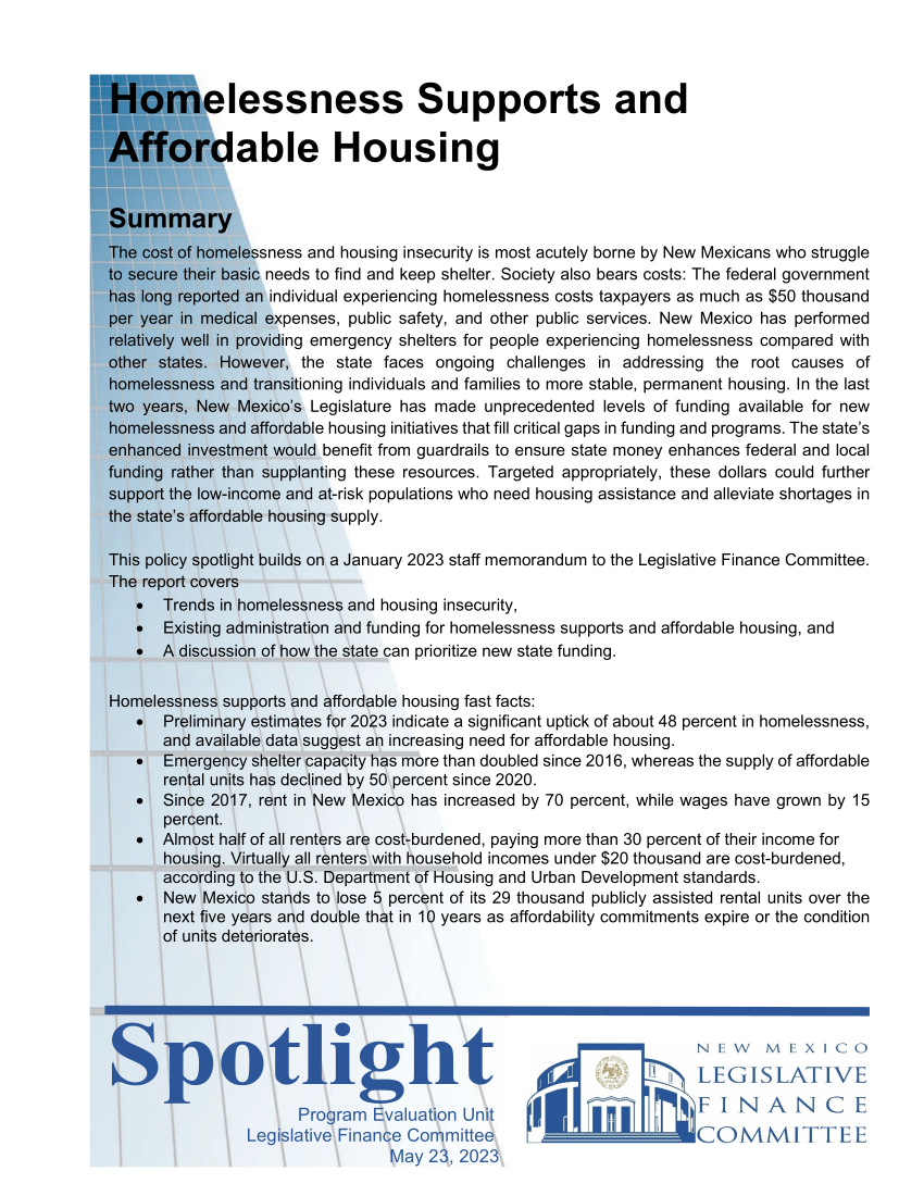 LFC Program Evaluation Unit Reports New Mexico Legislature